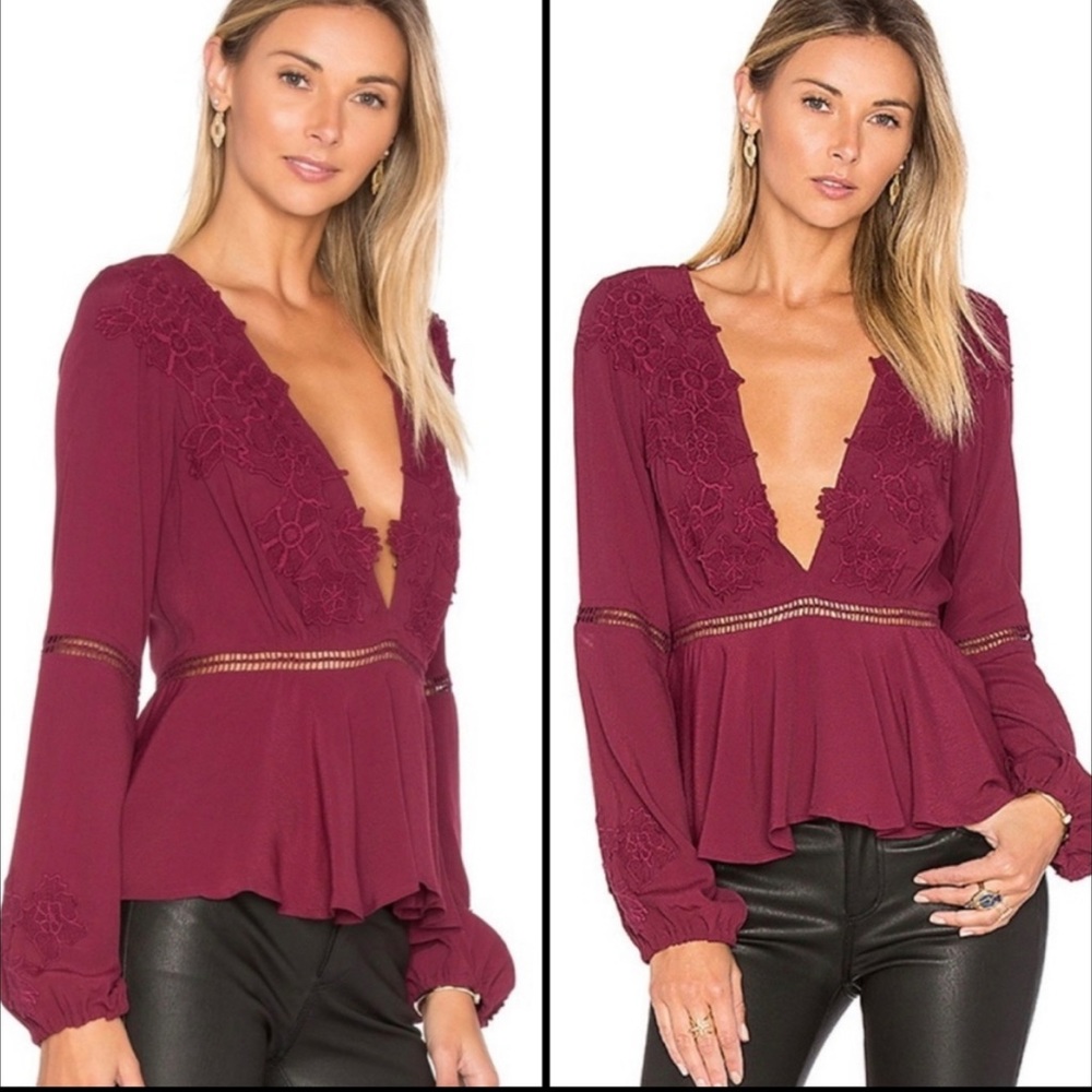 For Love and Lemons Burgundy Blouse